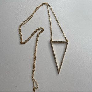 No Brand | Gold Diamond Triangle Outline Long Necklace Statement Bold Accessory